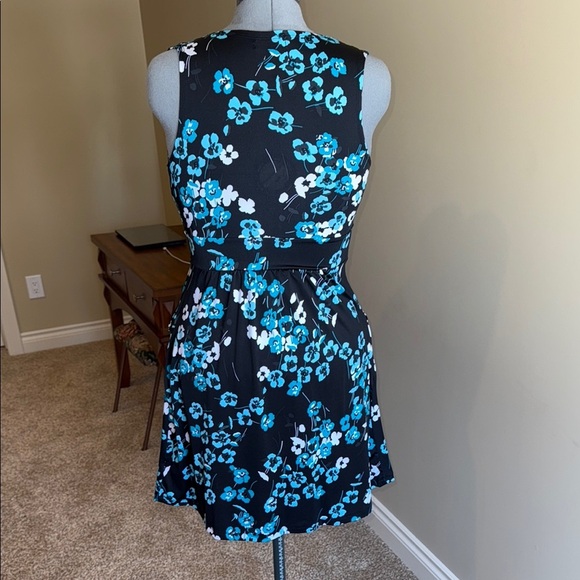 George Floral Black and Blue Sleeveless Mini Dress with Pockets Women's Size M - Picture 5 of 8